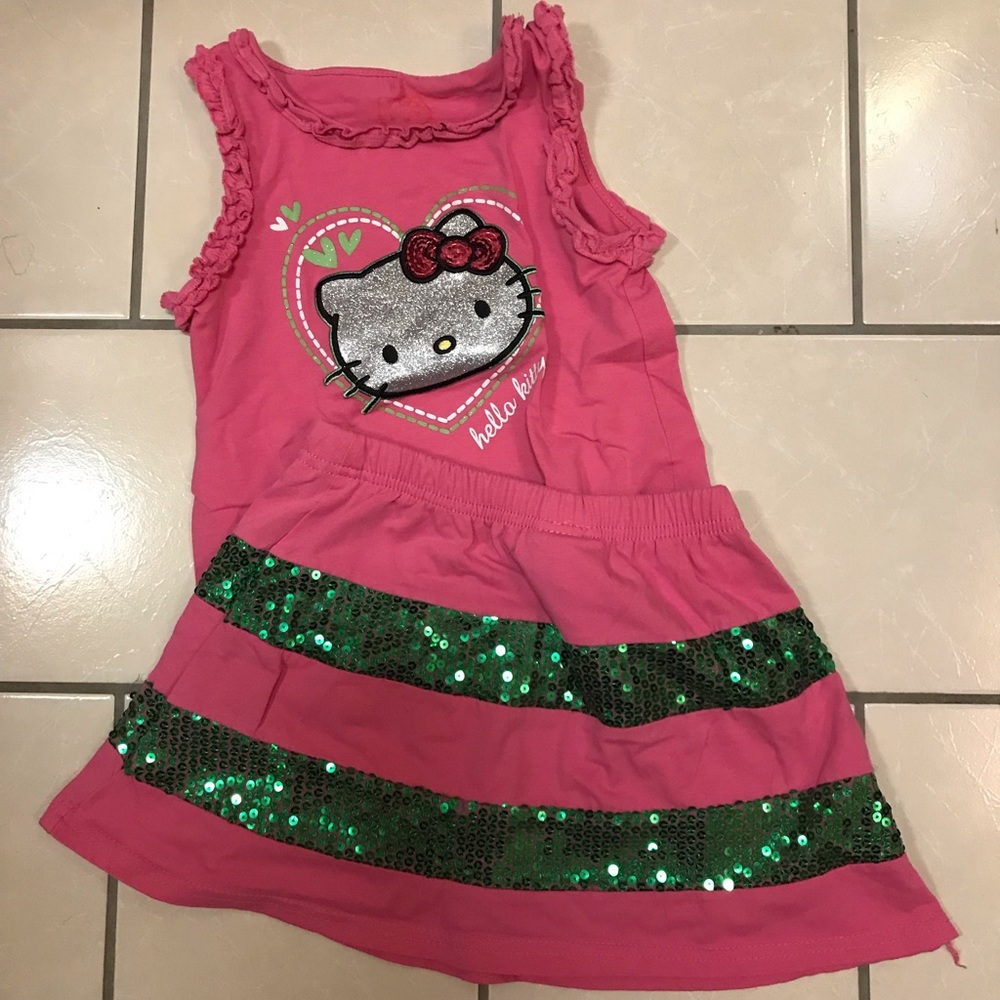 Hello Kitty top & skirt set girls 6x